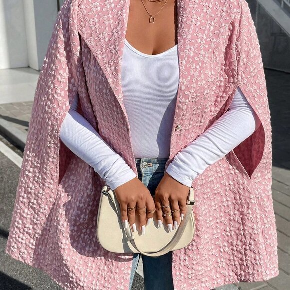 Pink Preppy Womens Open Front Cape Coat - Picture 5 of 5